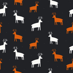 Christmas seamless pattern with reindeer background, Winter pattern with reindeer, wrapping paper, pattern fills, winter greetings, web page background, Christmas and New Year greeting cards