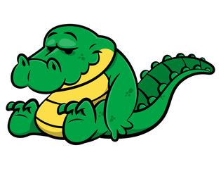 Cartoon illustration of Alligator sunbathing on the beach at summer vacation, best for mascot, logo, sticker, decoration, and t-shirt design with summer vacation themes