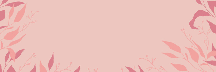 Vector abstract banner with plants in pastel colors