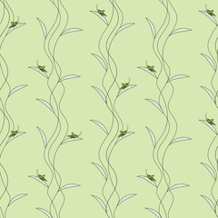 Blossom branch and vertical stripes on pastel color background