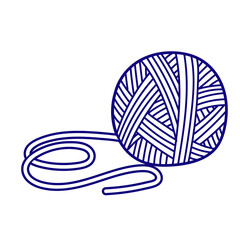 Vector flat illustration for children coloring in a doodle style. Ball of yarn for knitting
