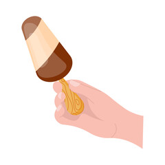 Human hand holds delicious chocolate popsicle illustration