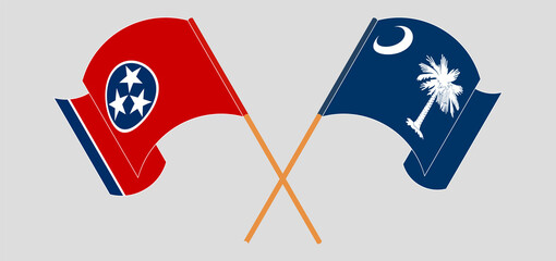 Crossed and waving flags of The State of Tennessee and The State of South Carolina