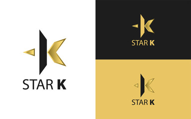 Gold and black K-shaped star logo.