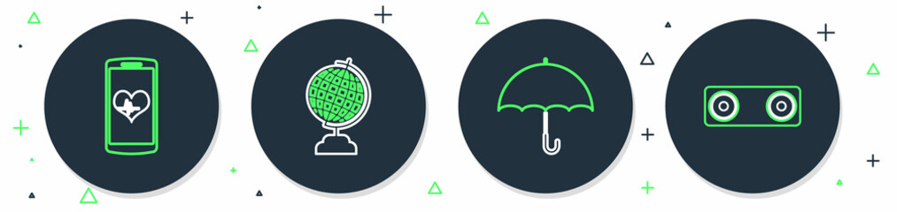 Obraz premium Set line Download inbox, Air conditioner, Smartphone with wireless and Bluetooth connected icon. Vector