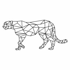 cheetah leopard panther modern logo outline polygonal vector illustration