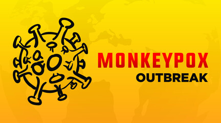 Monkeypox virus banner for awareness and alert against disease spread, symptoms or precautions. Monkey Pox virus outbreak pandemic design 