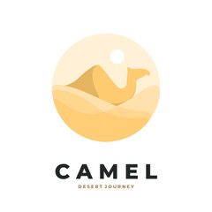 Camel and desert mountain logo