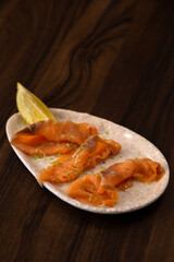 Smoked Salmon with Lemon, Braga, Portugal.