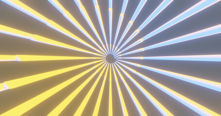 Render with converging lines in blue and yellow light