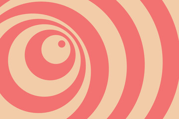 Abstract psychedelic twisting Hypnos circles red background. Motion retro colorful texture