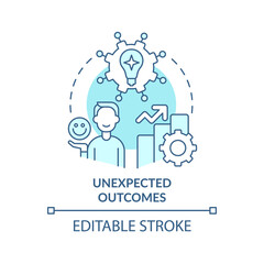 Unexpected outcomes turquoise concept icon. Digital first mindset importance abstract idea thin line illustration. Isolated outline drawing. Editable stroke. Arial, Myriad Pro-Bold fonts used