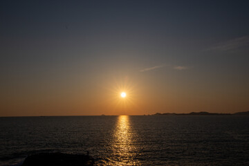 夕日と水平線