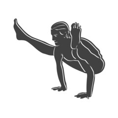 Black Tittibhasana Yoga Pose Outline Icon