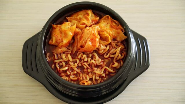 Korean instant noodles with dumplings - Korean food style
