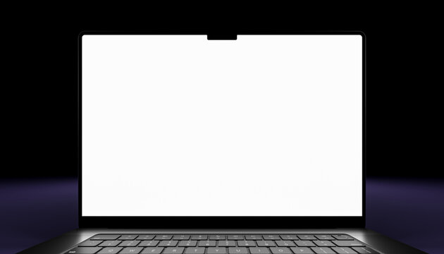 New MacBook Pro 16 inch with Apple M1 Max chip. Modern frame less Professional laptop by Apple.