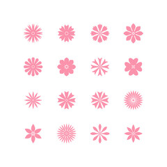 Set of flowers. Collection of design elements. Decorative symbols. Vector illustration.	