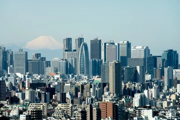Fotobehang Skyscrapers in the Shinjuku Ward of Tokyo with Mt. Fuji © sleg21