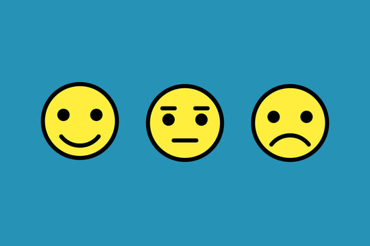 Lachendes, neutrales und trauriges Smiley