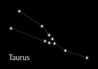 Taurus constellation on black background.