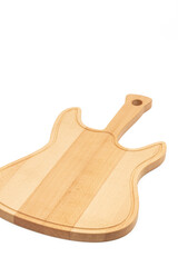 Handmade wooden cuttingboard guitar shape isolated above white background
