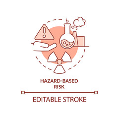 Hazard-based risk terracotta concept icon. Risk type abstract idea thin line illustration. Potential danger source. Isolated outline drawing. Editable stroke. Arial, Myriad Pro-Bold fonts used