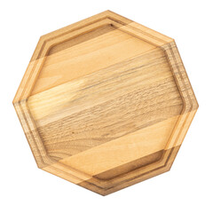 Handmade wooden dishes isolated above white background