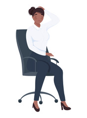 afro businesswoman seated