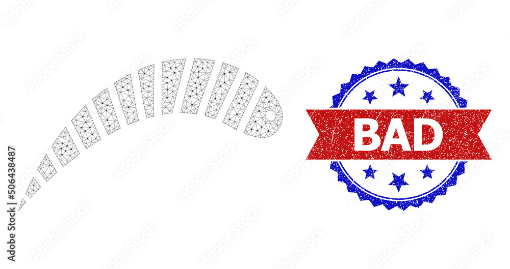 Poster polygonal worm frame icon, and bicolor unclean bad seal stamp. polygonal carcass image designed with