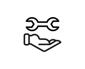 Wrench icon concept. Modern outline high quality illustration for banners, flyers and web sites. Editable stroke in trendy flat style. Line icon of repir