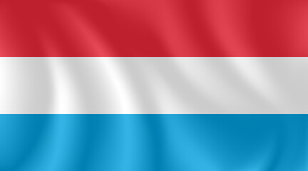 National flag of  Luxembourg with imitation of light waves on the fabric. Vector stock illustration