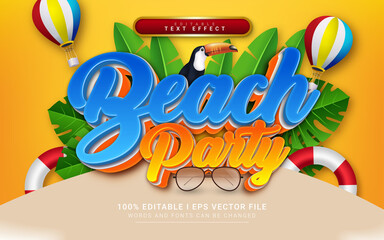 beach party 3d style text effect