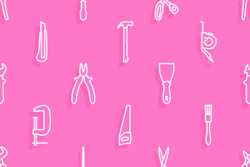 Seamless pattern on the theme of tools and repairs.