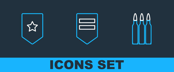 Set line Bullet, Chevron and icon. Vector