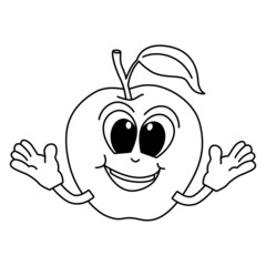 Cute apple cartoon coloring page illustration vector. For kids coloring book.