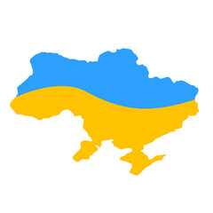 Obraz premium Ukraine map territory with flag colors. Ukrainian country and nation, patriotism and solidarity, world support and help, people independence and safety vector illustration