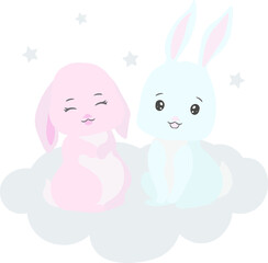 Cute Bunnies Clipart - ready to use composition