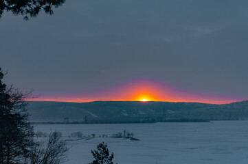 Sunrise in Samarskaya Luka National Park on a frosty winter morning!