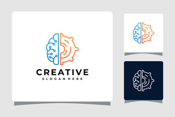 Brain And Gear Wheel Logo Template Design Inspiration