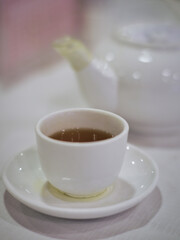 Having tea in a Chinese restaurant