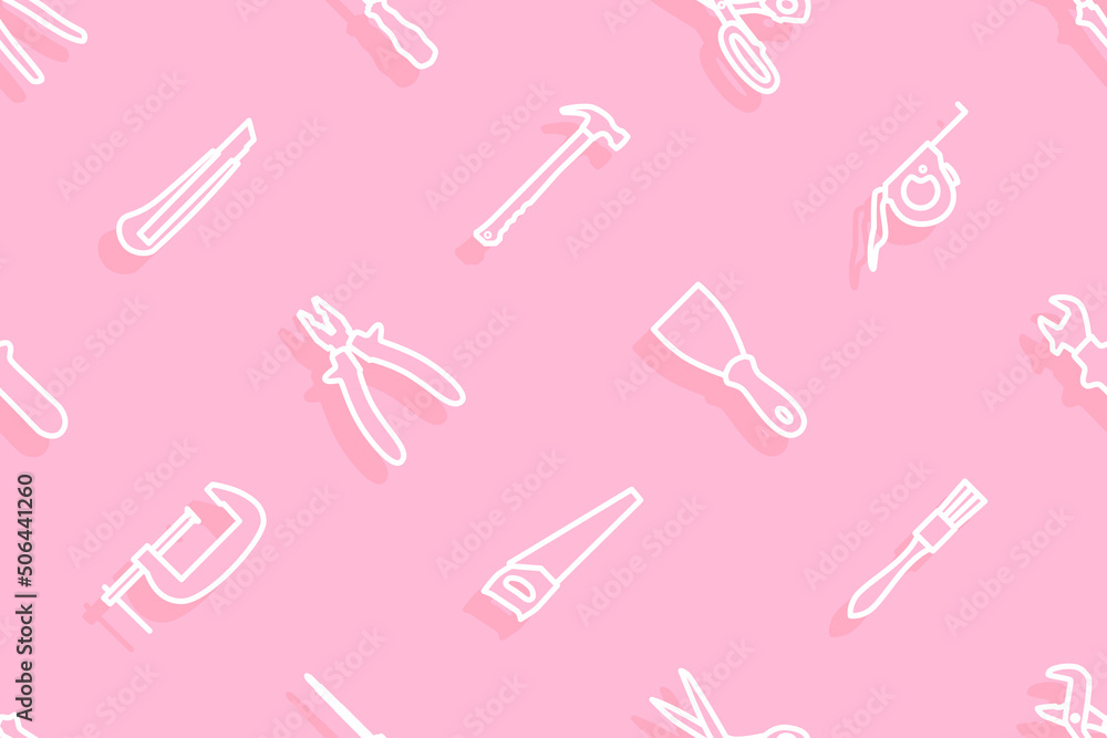 Sticker Seamless pattern on the theme of tools and repairs.