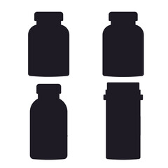A set of silhouettes of different shaped medical bottles