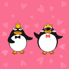 two penguin on a pink background 