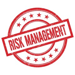 RISK MANAGEMENT text written on red vintage round stamp.