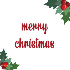 Fototapeta premium christmas card with holly on white