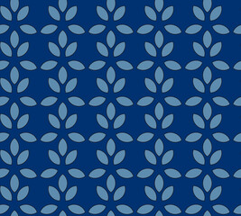 Fototapeta premium Seamless decorative vector patterns in Japanese style. Modern illustrations of blue linear art for wallpaper, flyers, covers, banners, minimalistic decorations, backgrounds.