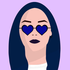 gothic girl n in heart sunglasses 