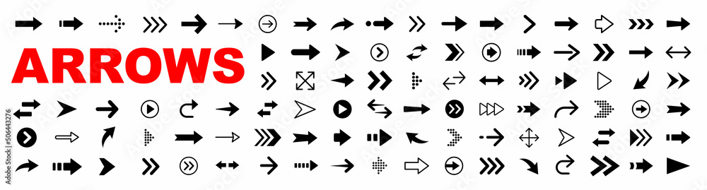 Poster arrow icon set. arrow. cursor. collection different arrows sign. black vector arrows icons. modern s