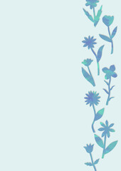 水彩テクスチャの花のシルエットの背景