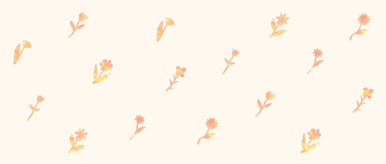 水彩テクスチャの花のシルエットの背景